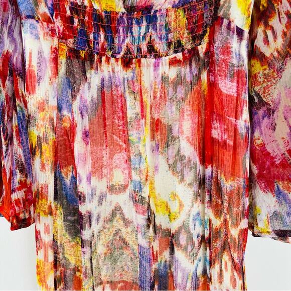 Lucky Brand red purple floral chiffon boho maxi dress small - Picture 6 of 7